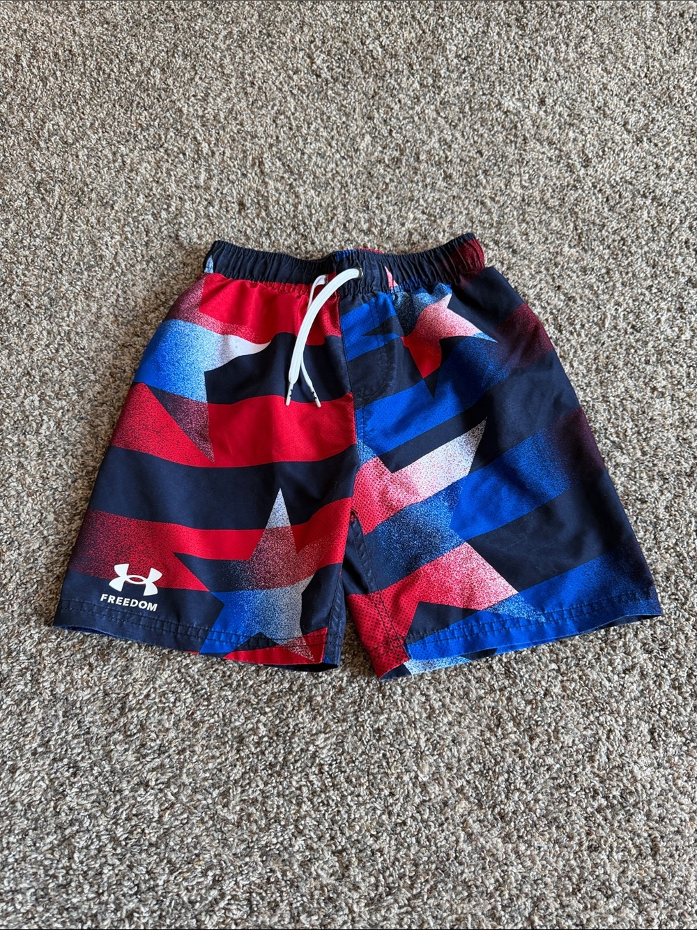 Under Armour Boys' Red & Blue Swim Trunks Youth Medium